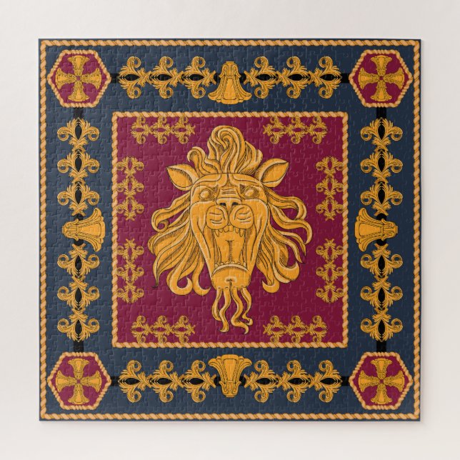 Quebra-cabeça Acarpo da cabeça do leão: ouro. (Vertical)