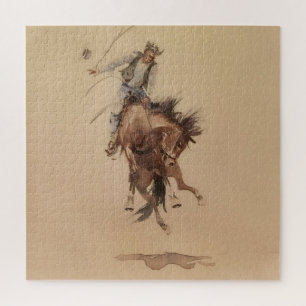 Quebra-cabeça Açoitamento manual de um Bronc por Edward Borein