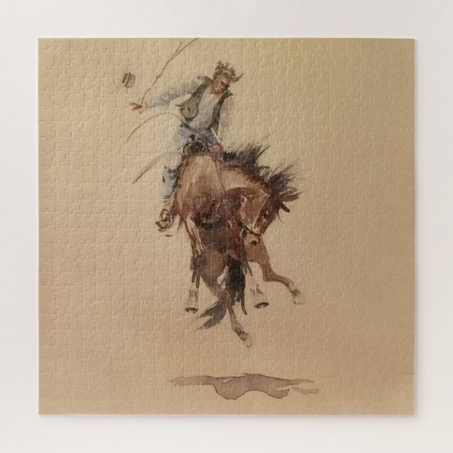 Quebra-cabeça Açoitamento manual de um Bronc por Edward Borein (Vertical)
