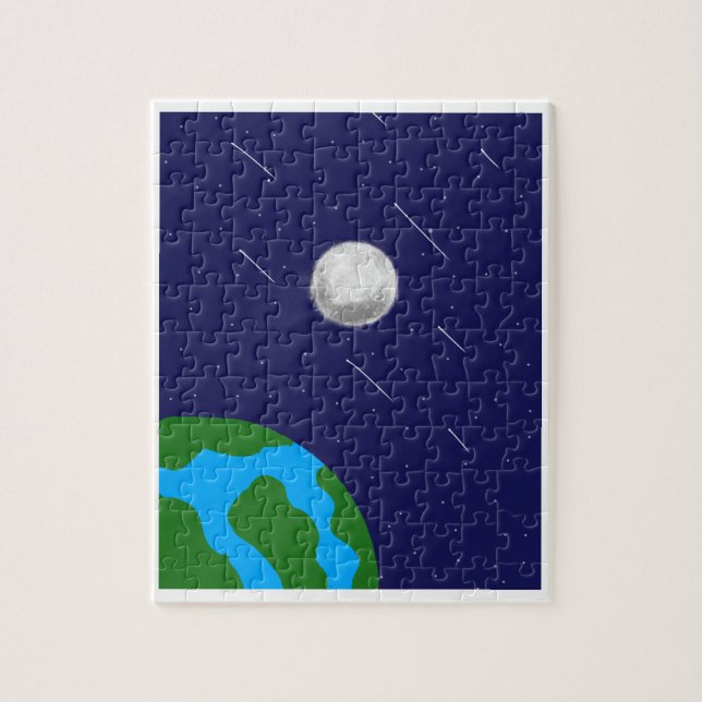 Quebra-cabeça acrílico do planeta e da lua do espa (Vertical)