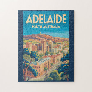 Quebra-cabeça Adelaide Austrália Ilustração Viagem Arte Vintage