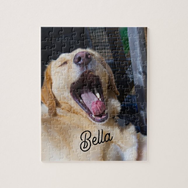 Quebra-cabeça adicionar a sua foto de cão e texto personalizado  (Vertical)