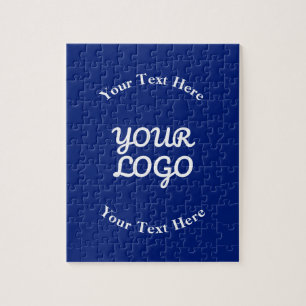 Quebra-cabeça Adicionar logotipo Marinho escuro azul e branco co