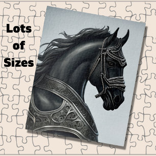 Quebra-cabeça Adicionar mensagem de nome, Cavalo Negro forte com