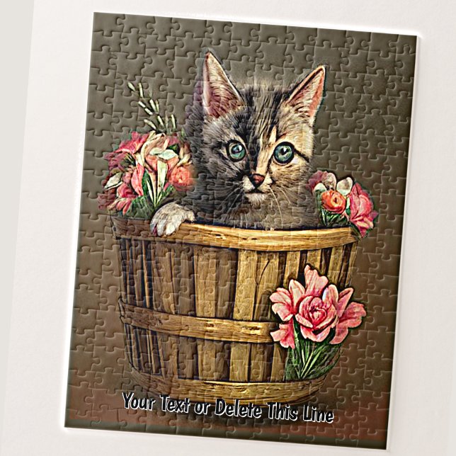 Quebra-cabeça Adicionar texto de nome, Flores de cesta de gatinh (Criador carregado)