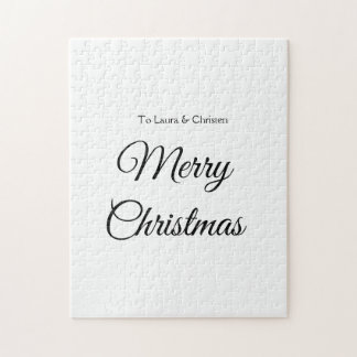 Quebra-cabeça Adicione o nome do Feliz Natal texto oferta de fam