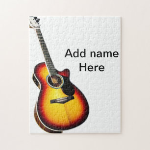 Quebra-cabeça Adicione o nome do texto guitarra acústica castanh