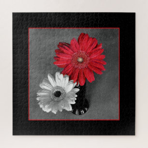 Quebra-cabeça Adicione Sua Foto Red Color Splash Gerber Daisies