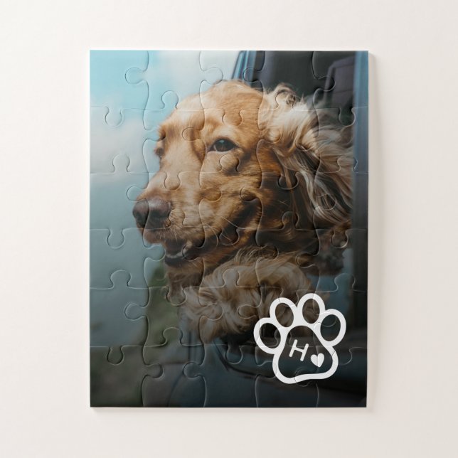 Quebra-cabeça Adicione sua própria foto de cachorro Pets Monogra (Vertical)
