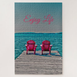 Quebra-cabeça Adirondack Chairs Aproveitam o lago russo do algod