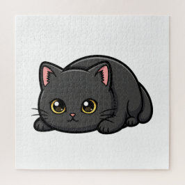Quebra-cabeça Adorable Black Cat Cute Illustration
