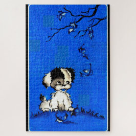 Quebra-cabeça adorável cachorrinho no outono