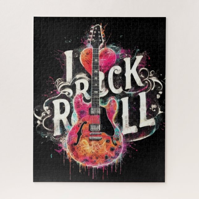 Quebra-cabeça Adoro Rock N Roll Guitarra Vermelha (Vertical)