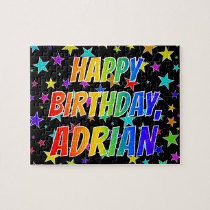 Quebra-cabeça "ADRIAN" Primeiro Nome, Diversão "FELIZ ANIVERSÁ