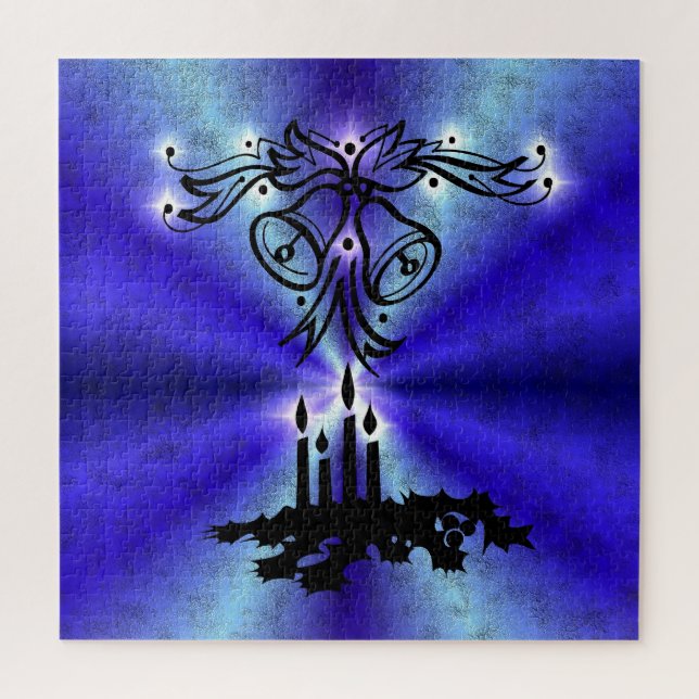 Quebra-cabeça Advento, Artdeco de Natal no Arco Verde Azul (Vertical)