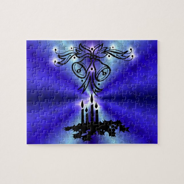 Quebra-cabeça Advento, Artdeco de Natal no Arco Verde Azul (Horizontal)