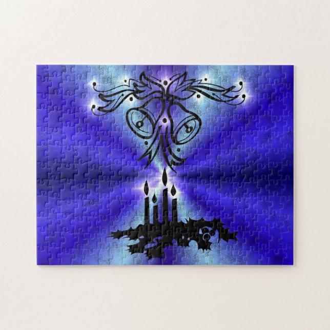 Quebra-cabeça Advento, Artdeco de Natal no Arco Verde Azul (Horizontal)