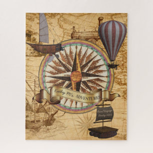 Quebra-cabeça Adventure de Compass de Mapa Antiquado de Viagem S