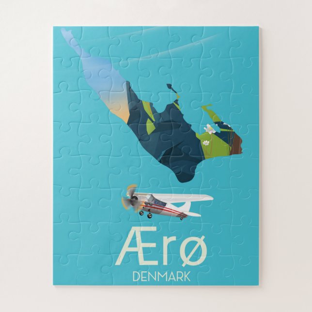 Quebra-cabeça AErø, poster de viagens de Mapa da Dinamarca (Vertical)