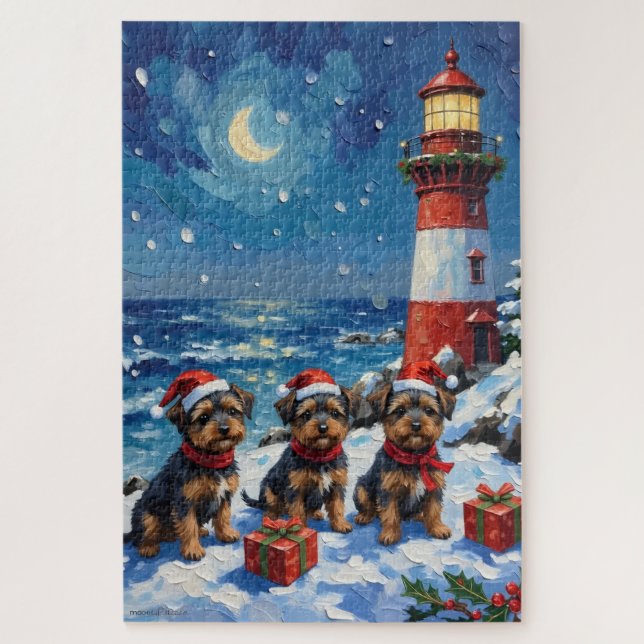 Quebra-cabeça Affenpinscher Christmas Lighthouse Holiday (Vertical)