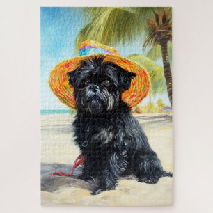 Quebra-cabeça Affenpinscher on Beach, presente de verão para ama