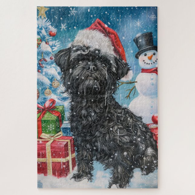 Quebra-cabeça Affenpinscher Winter Wonderland Natal Joy (Vertical)