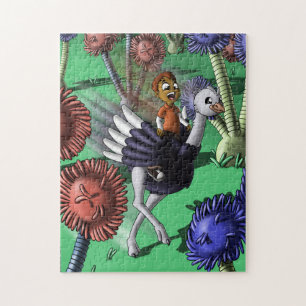 Quebra-cabeça African American Boy and Ostrich