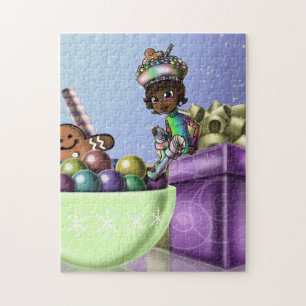 Quebra-cabeça African American Girl and Christmas Candy