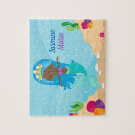 Quebra-cabeça Afro-americana Sereia Menina é Personalizada