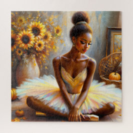 Quebra-cabeça Afro-americano Ballerina Autumn Sunflower