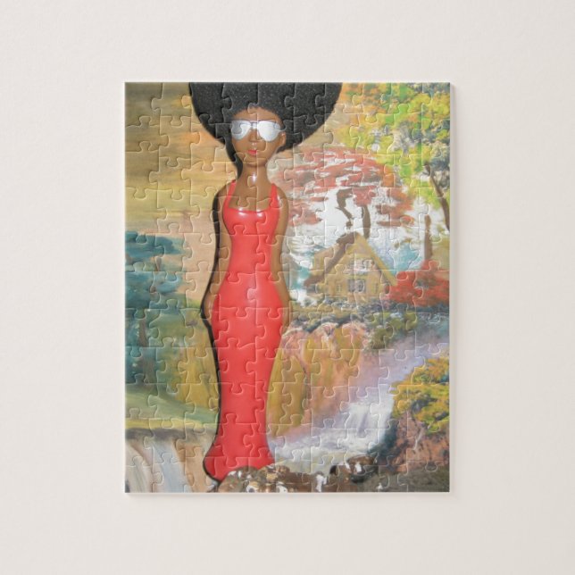 Quebra-cabeça Afro Glam: Uma Beleza Atemporal (Vertical)