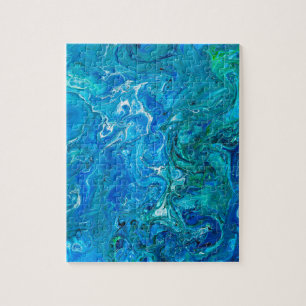 Quebra-cabeça Ágata louca elegante 2 do laço - Aqua azul