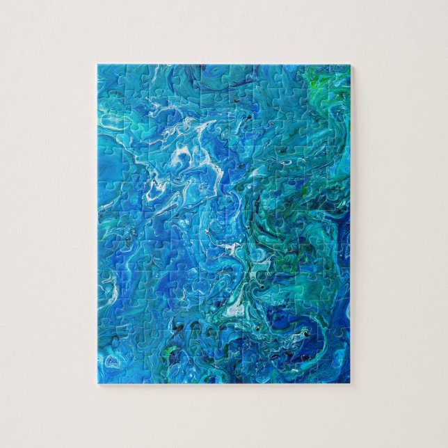 Quebra-cabeça Ágata louca elegante 2 do laço - Aqua azul (Vertical)