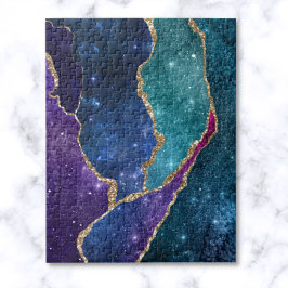 Quebra-cabeça Ágata Veias Douradas Azul Roxo Aqua