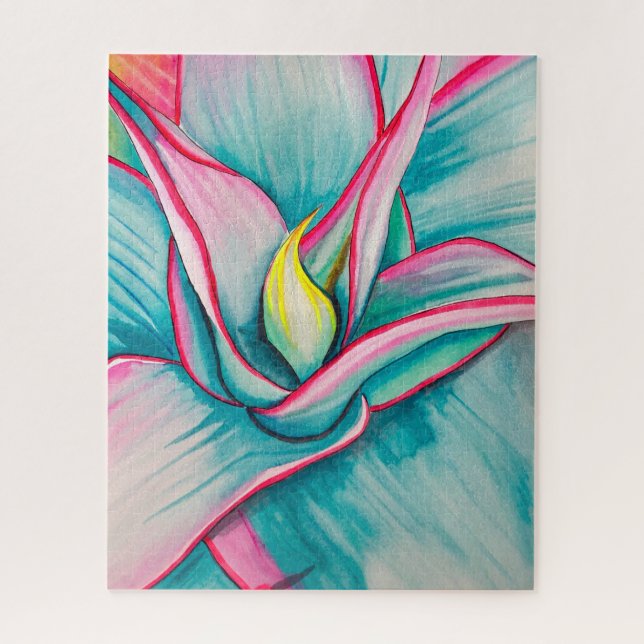 Quebra-cabeça Agave watercolor de arte fina suculenta (Vertical)