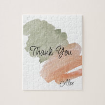 Agradecimento Aquarela Rosa e Verde Nome Personali