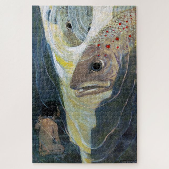 Quebra-cabeça Água, Bebê e Peixe, Jessie Willcox Smith (Vertical)