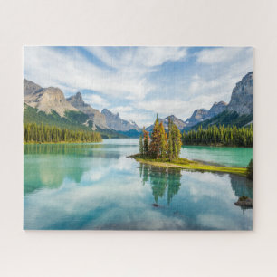 Quebra-cabeça Água Lago Maligne, Parque Nacional de Jasper, Ca