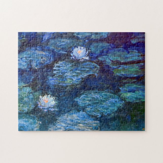 Quebra-cabeça Água Lily Pond em Blue Claude Monet Fine Art (Horizontal)