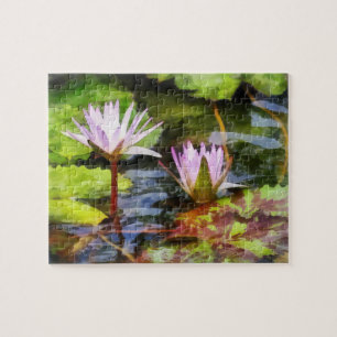 Quebra-cabeça Água Lotus de dois roxos
