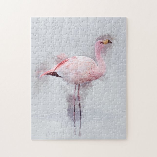 Quebra-cabeça Aguarela cor-de-rosa do flamingo (Vertical)