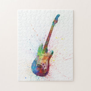 Quebra-cabeça Aguarela do abstrato da guitarra elétrica