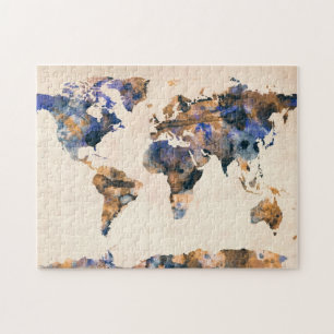 Quebra-cabeça Aguarela do mapa do mundo