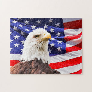 Quebra-cabeça Águia Americana na Bandeira