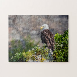 Quebra-cabeça Águia caída sentada na rocha