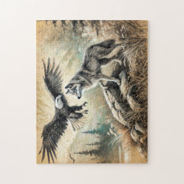 Quebra-cabeça Águia e Lobo na Paisagem Selvagem