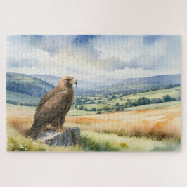 Quebra-cabeça Águia Real Ave de Rapina Aquarela Paisagem