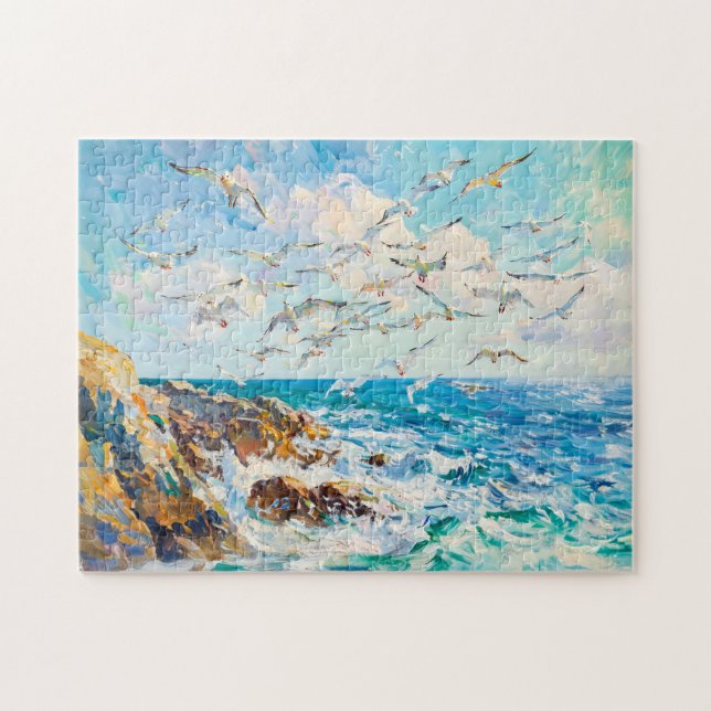 Quebra-cabeça Agulhas Sobre Ondas Impressionistas Cena Oceânica (Horizontal)