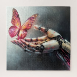 Quebra-cabeça AI and Nature Harmony Robot Hand with Butterfly