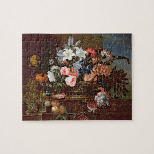 Quebra-cabeça Ainda vida das flores em uma cesta